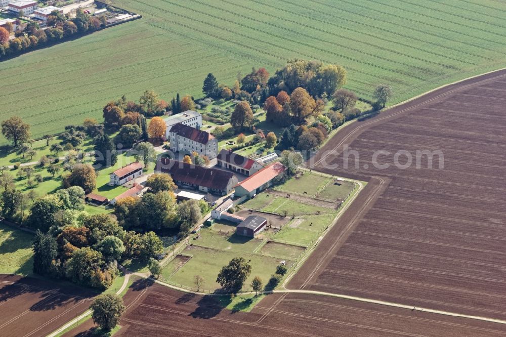 Aerial image München - School grounds and building complex of the Wolfgang Gerbere Realschule Gut Warnberg in Munich in the state of Bavaria