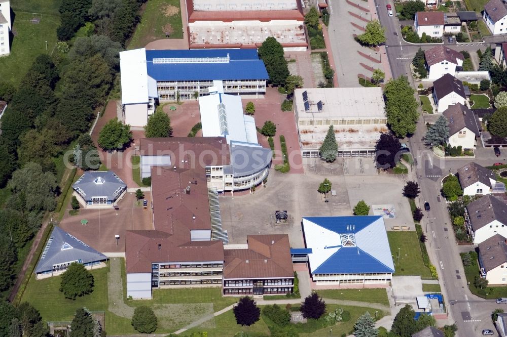 Herxheim bei Landau (Pfalz) from above - School grounds and buildings of the school centre in Herxheim bei Landau (Pfalz) in the state Rhineland-Palatinate