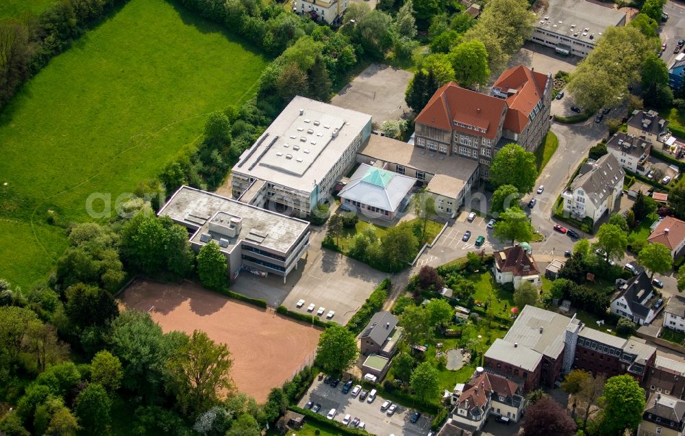 Schwelm from above - School building of the Maerkisches Gymnasium in Schwelm in the state of North Rhine-Westphalia