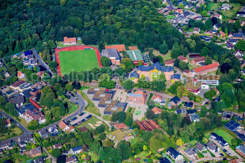 Aerial photograph Geestland - School building and sports field Niedersaechsische Internatsgymnasium on street Seminarstrasse in Geestland in the state Lower Saxony, Germany