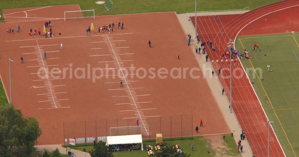 Waltrop from the bird's eye view: Athletics-school sports on the sports field in Waltrop