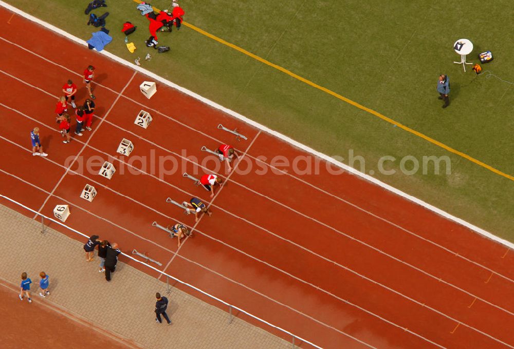 Aerial image Waltrop - Athletics-school sports on the sports field in Waltrop