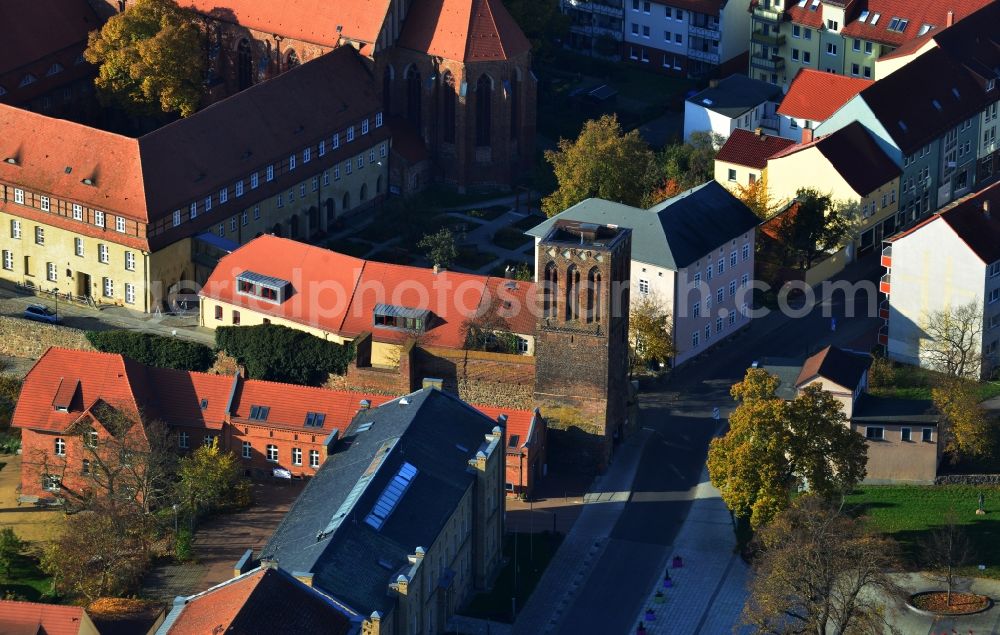 Prenzlau from above - Schwedter tower also Stone Gate at the Dominikanerkloster in Prenzlau in Brandenburg