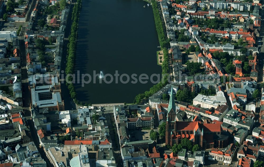 Aerial photograph Schwerin - Schwerin Cathedral of St. Mary and St. John's in the old town of Schwerin in Mecklenburg-Western Pomerania