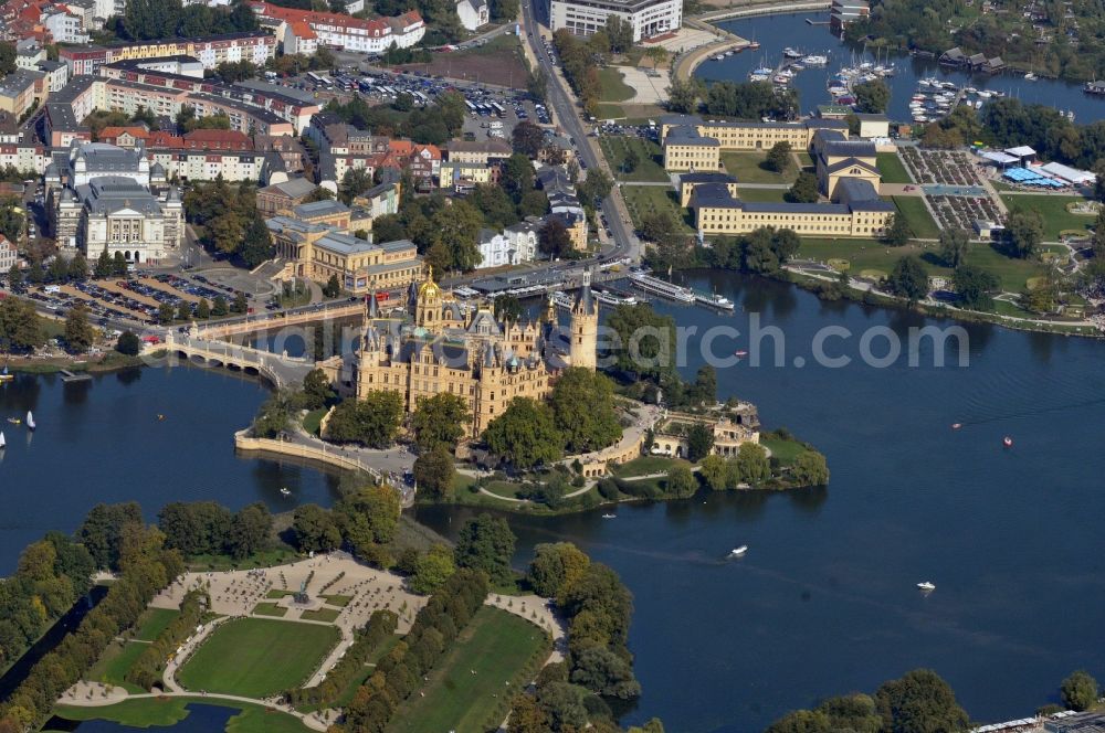 Schwerin from the bird's eye view: Schwerin Castle in the state capital of Mecklenburg-Western Pomerania