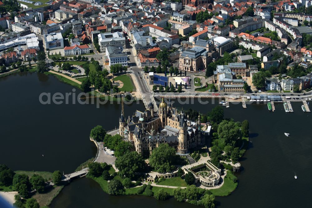 Schwerin from above - Schwerin Castle in the state capital of Mecklenburg-Western Pomerania