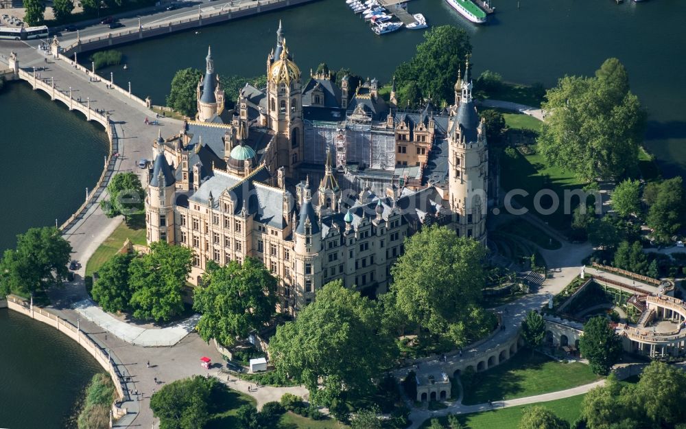 Schwerin from above - Schwerin Castle in the state capital of Mecklenburg-Western Pomerania