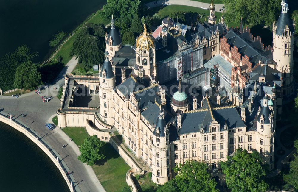 Schwerin from the bird's eye view: Schwerin Castle in the state capital of Mecklenburg-Western Pomerania