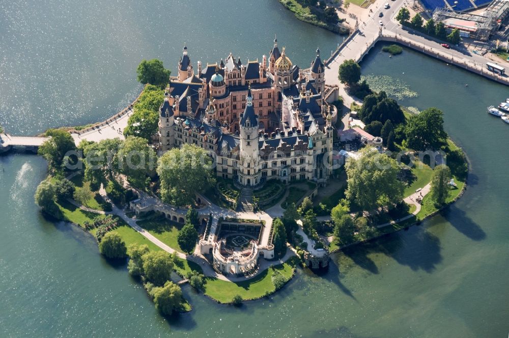 Schwerin from above - Schwerin Castle in the state capital of Mecklenburg-Western Pomerania