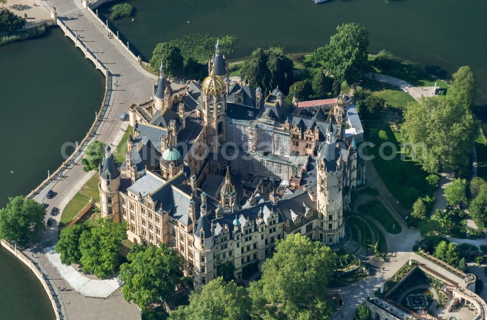 Schwerin from the bird's eye view: Schwerin Castle in the state capital of Mecklenburg-Western Pomerania