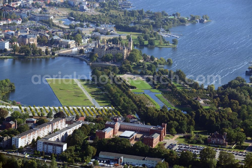 Schwerin from above - Schwerin Castle in the state capital of Mecklenburg-Western Pomerania