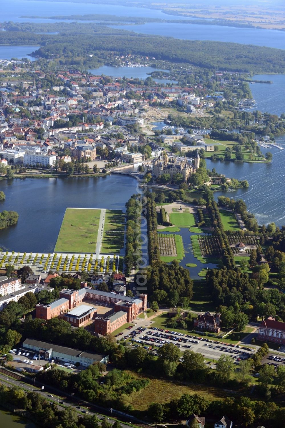 Schwerin from the bird's eye view: Schwerin Castle in the state capital of Mecklenburg-Western Pomerania