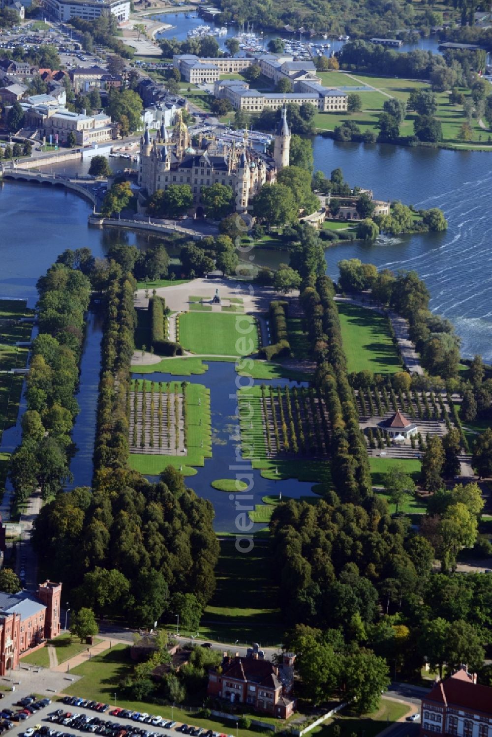 Aerial image Schwerin - Schwerin Castle in the state capital of Mecklenburg-Western Pomerania