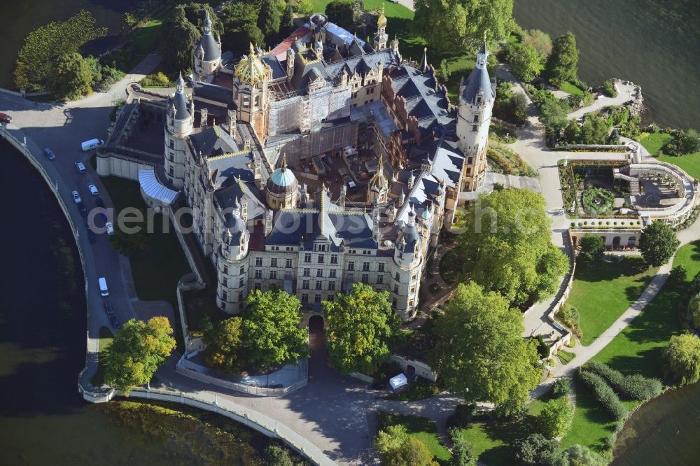 Schwerin from the bird's eye view: Schwerin Castle in the state capital of Mecklenburg-Western Pomerania