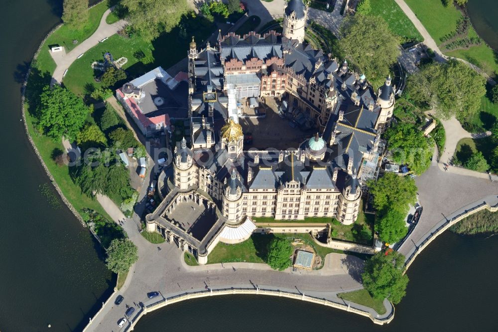 Schwerin from above - Schwerin Castle in the state capital of Mecklenburg-Western Pomerania