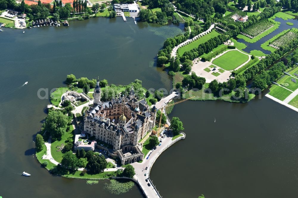 Schwerin from above - Schwerin Castle in the state capital of Mecklenburg-Western Pomerania