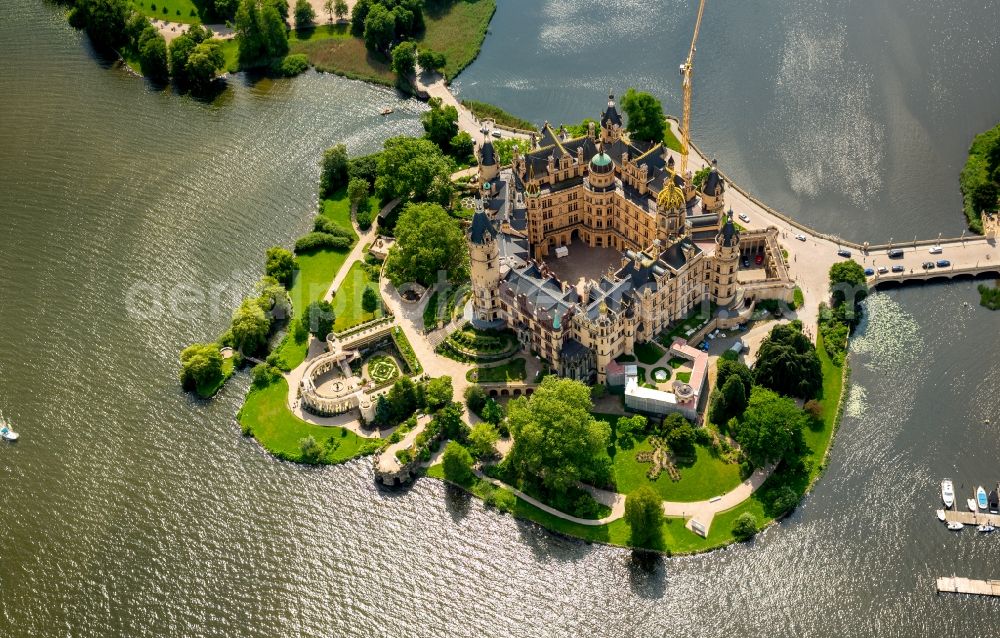 Schwerin from above - Schwerin Castle in the state capital of Mecklenburg-Western Pomerania