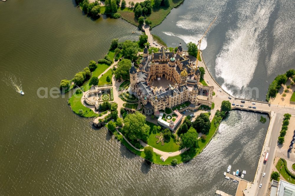 Schwerin from the bird's eye view: Schwerin Castle in the state capital of Mecklenburg-Western Pomerania