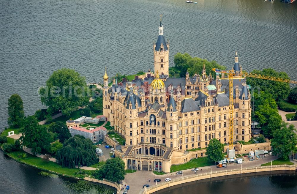 Schwerin from the bird's eye view: Schwerin Castle in the state capital of Mecklenburg-Western Pomerania