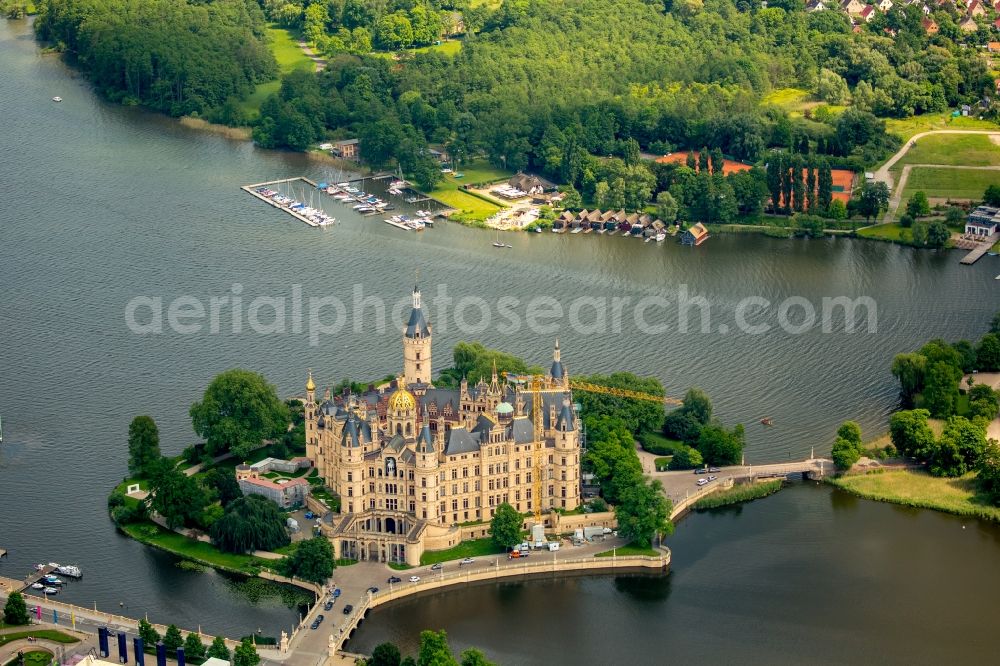 Schwerin from above - Schwerin Castle in the state capital of Mecklenburg-Western Pomerania