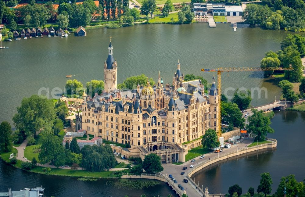 Schwerin from the bird's eye view: Schwerin Castle in the state capital of Mecklenburg-Western Pomerania