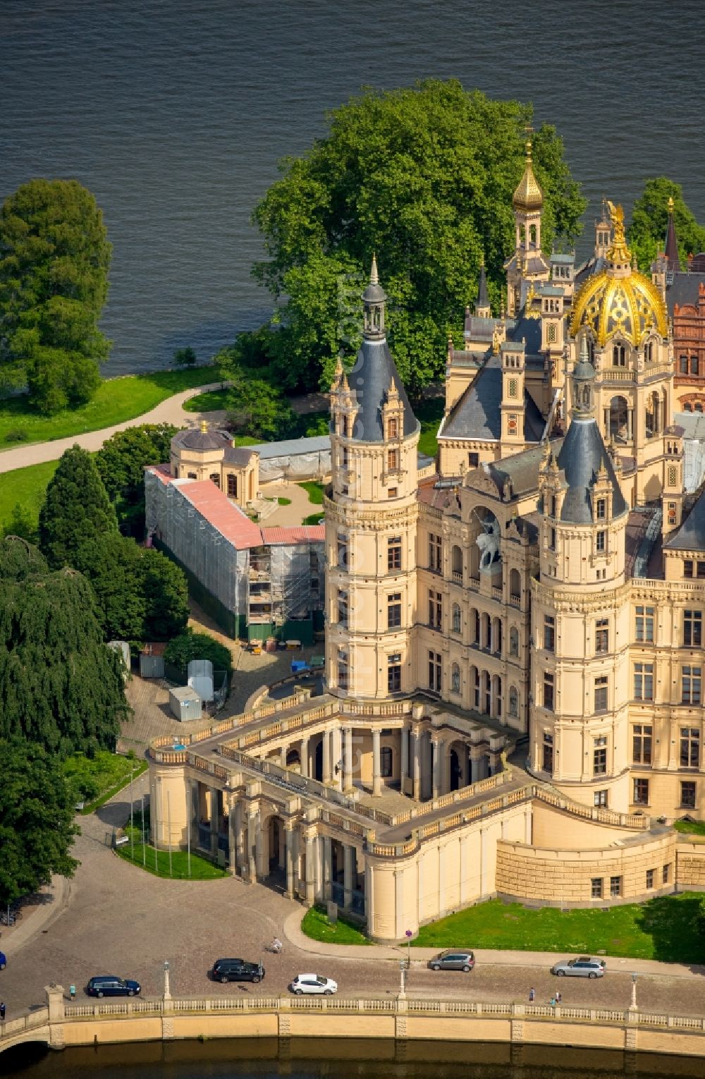 Schwerin from above - Schwerin Castle in the state capital of Mecklenburg-Western Pomerania