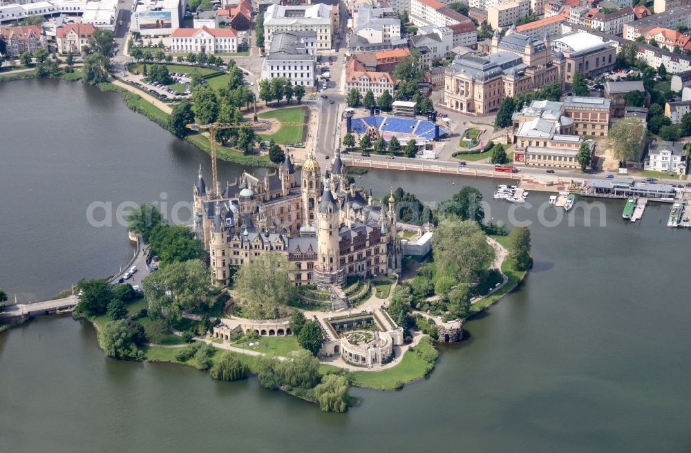 Aerial image Schwerin - Schwerin Castle in the state capital of Mecklenburg-Western Pomerania