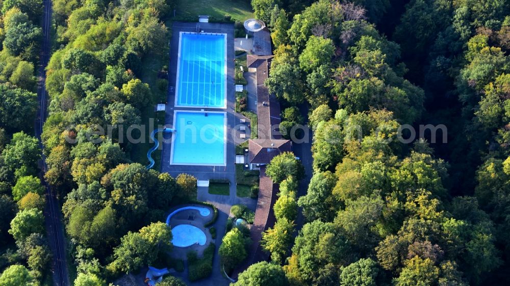 Königswinter from above - Swimming pool in Koenigswinter in the state North Rhine-Westphalia, Germany