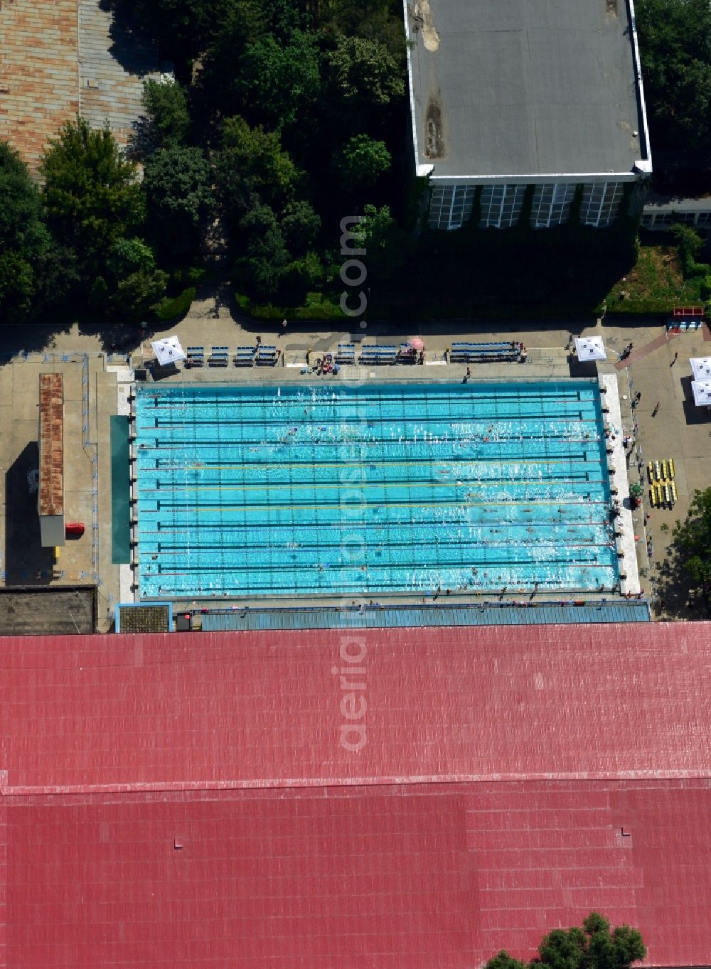 Bukarest from the bird's eye view: View of a swimming pool in Bucharest in Romania