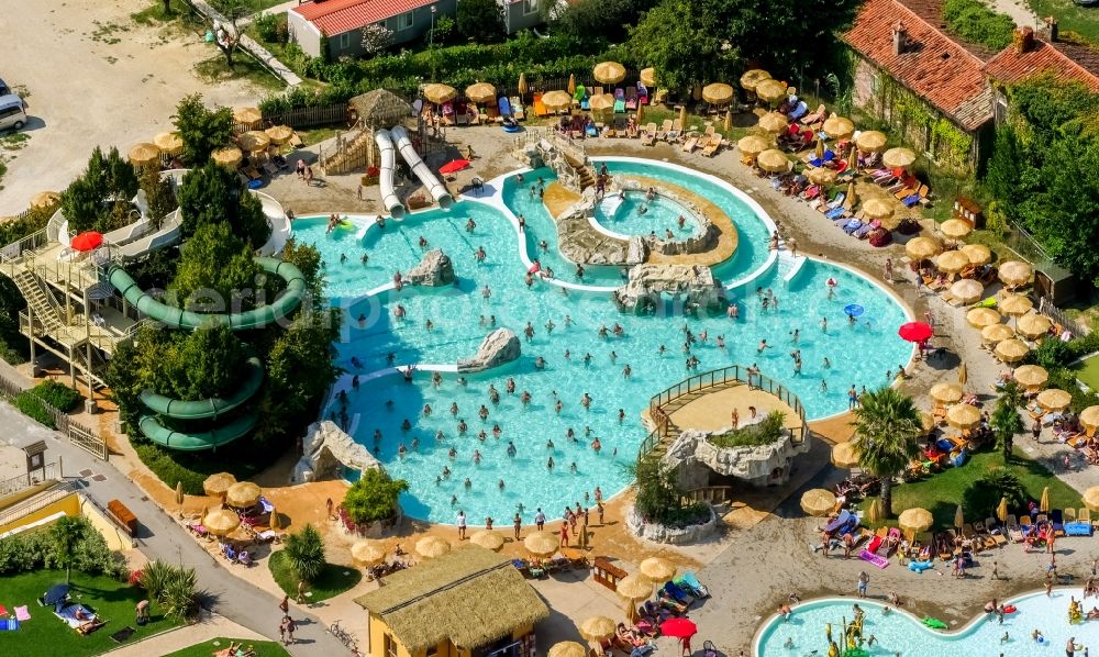 Fossalta from above - Swimming pool of the campsite Clodia in Veneto, Italy