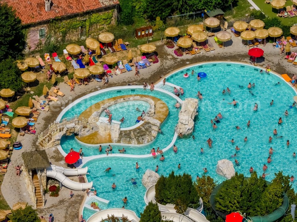 Fossalta from the bird's eye view: Swimming pool of the campsite Clodia in Veneto, Italy