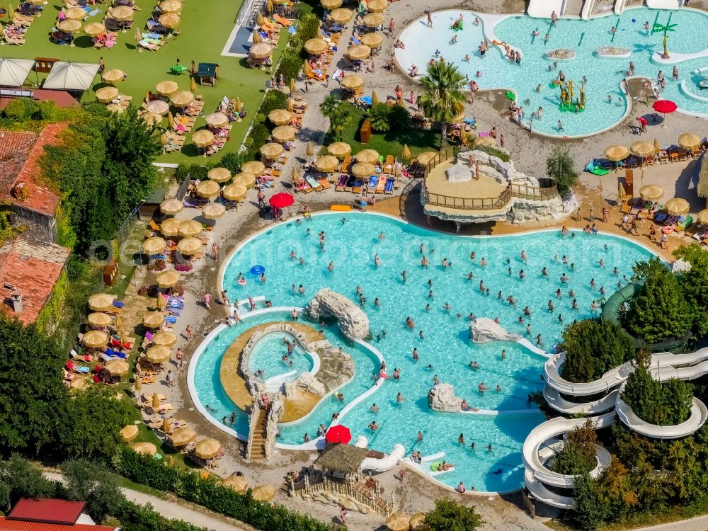 Fossalta from the bird's eye view: Swimming pool of the campsite Clodia in Veneto, Italy