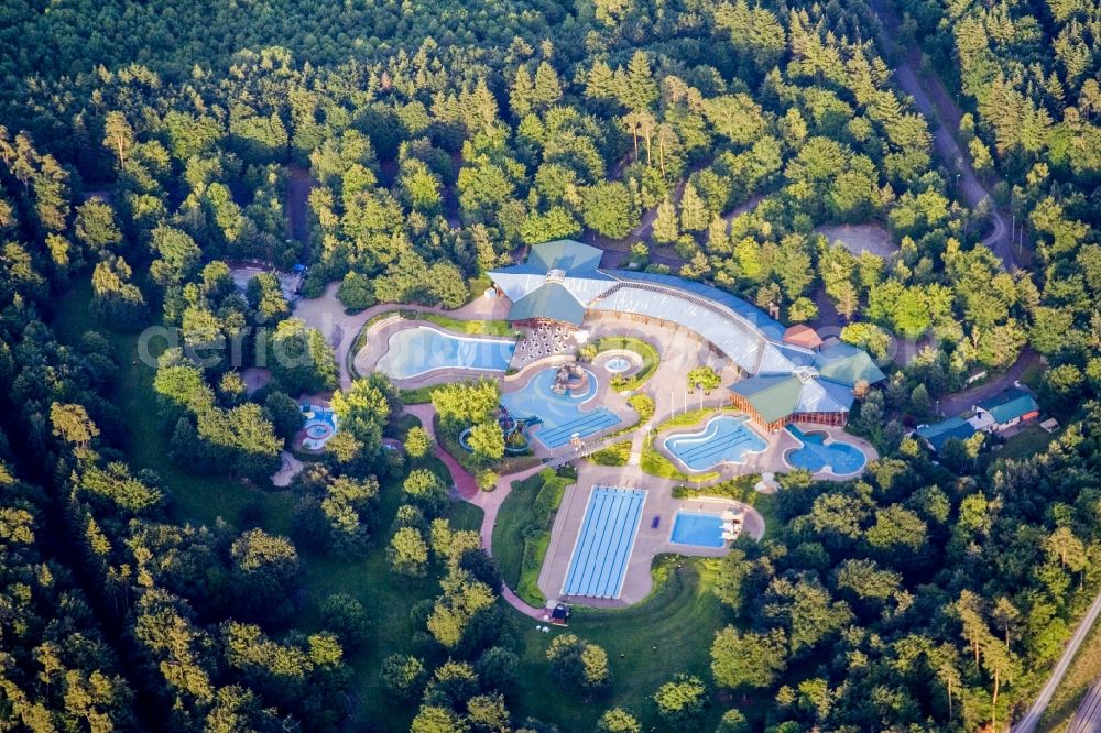 Wörth am Rhein from above - Swimming pool of the Badepark in Woerth am Rhein in the state Rhineland-Palatinate, Germany