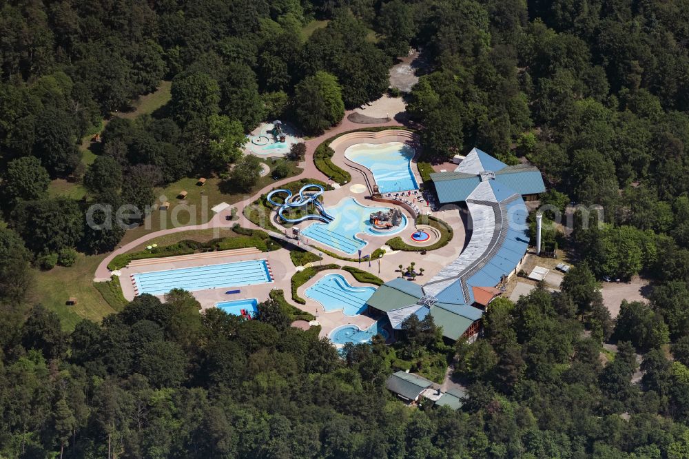 Aerial image Wörth am Rhein - Swimming pool of the Badepark in Woerth am Rhein in the state Rhineland-Palatinate, Germany