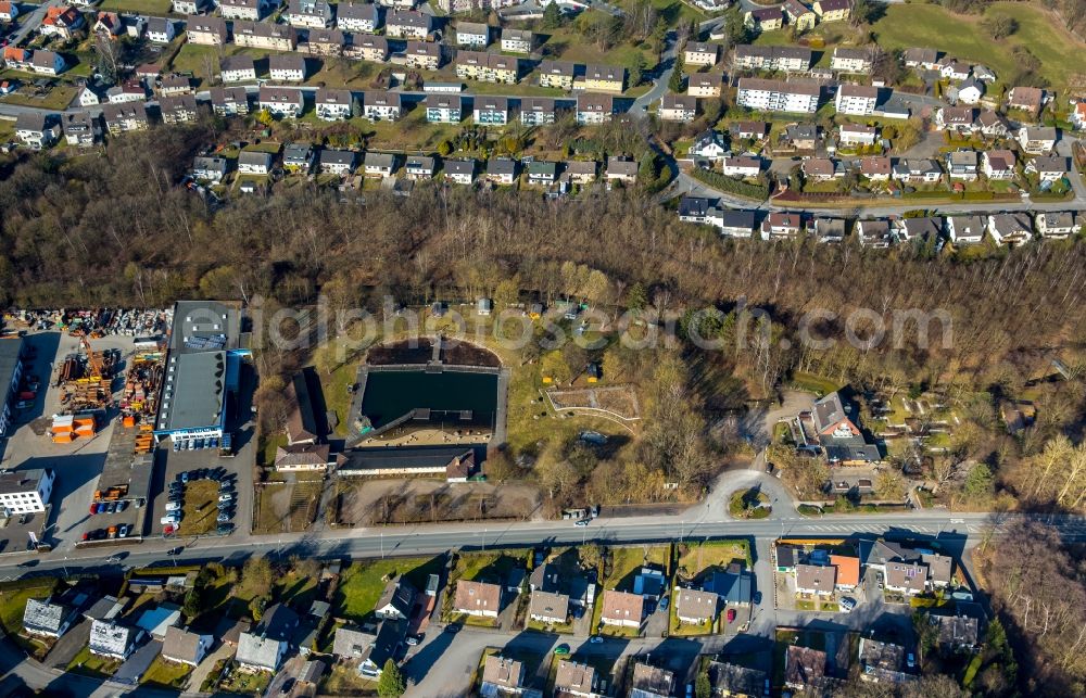 Aerial image Menden (Sauerland) - Swimming pool of the Bieberkamp in the district Lendringsen in Menden (Sauerland) in the state North Rhine-Westphalia