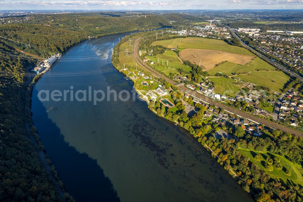 Hagen from above - Swimming pool of the - Familienbad on Seestrasse in the district Hengstey in Hagen in the state North Rhine-Westphalia, Germany