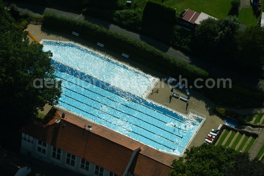 Aerial photograph Hardegsen - Swimming pool of the Freibad Hardegsen at the Giesseturm in Hardegsen in the state Lower Saxony, Germany