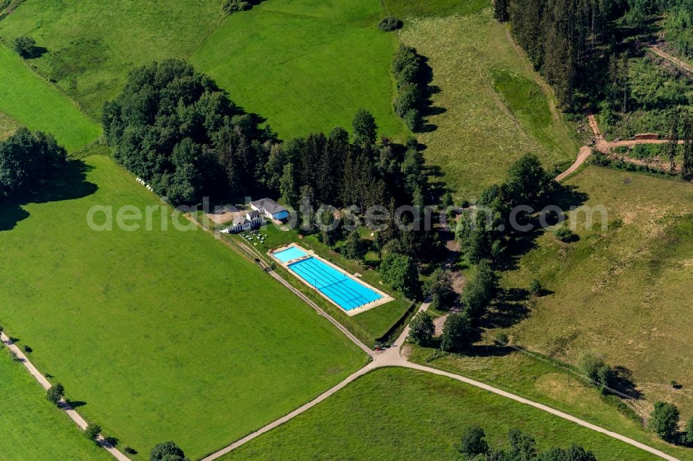 Lenzkirch from above - Swimming pool of the Freibad Kappel in Lenzkirch in the state Baden-Wuerttemberg, Germany