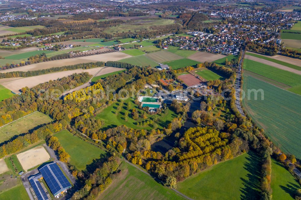 Aerial image Hamm - Swimming pool of the Freibad Selbachpark on Kamener Strasse in the district Pelkum in Hamm in the state North Rhine-Westphalia, Germany