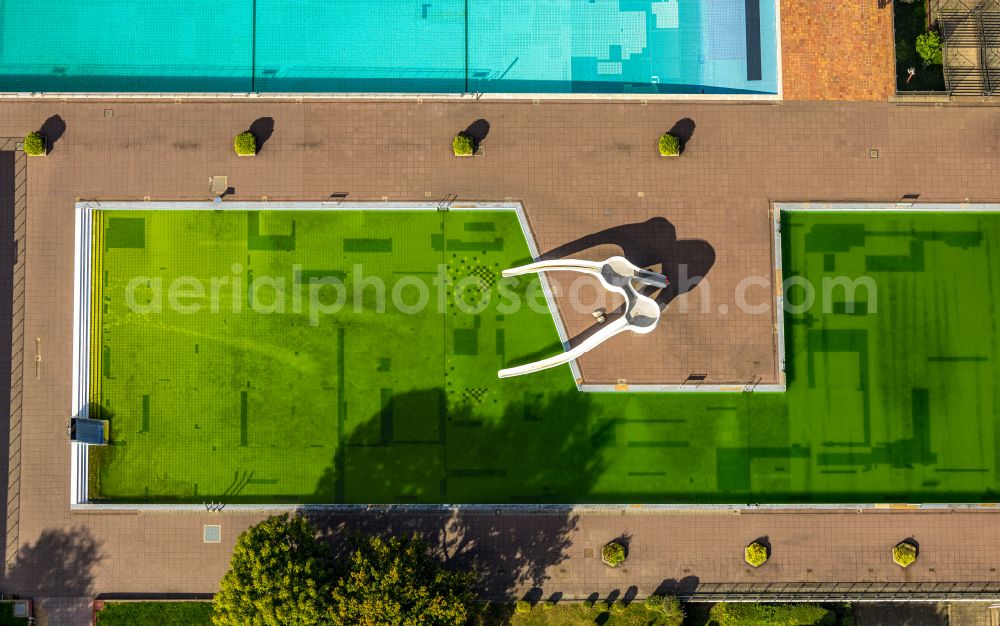 Essen from above - swimming pool of the Grugabad in Essen in the state North Rhine-Westphalia