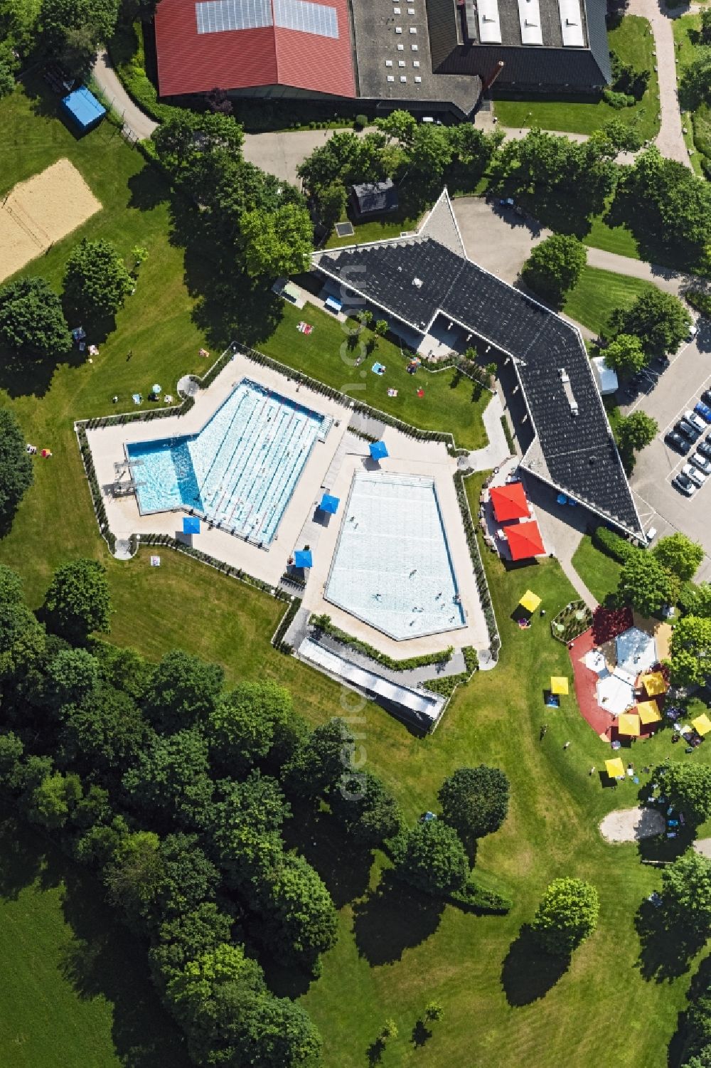 Haigerloch from above - Swimming pool of the Haigerloch in Haigerloch in the state Baden-Wuerttemberg, Germany