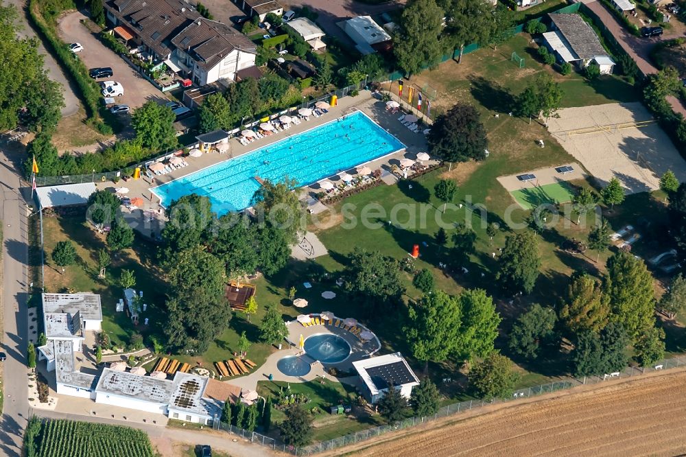 Ettenheim from above - Swimming pool of the Hermann Jaeger Bad in Ettenheim in the state Baden-Wurttemberg, Germany