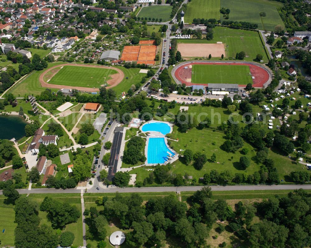 Kehl from above - Swimming pool of the on street Schwimmbadstrasse in Kehl in the state Baden-Wuerttemberg, Germany