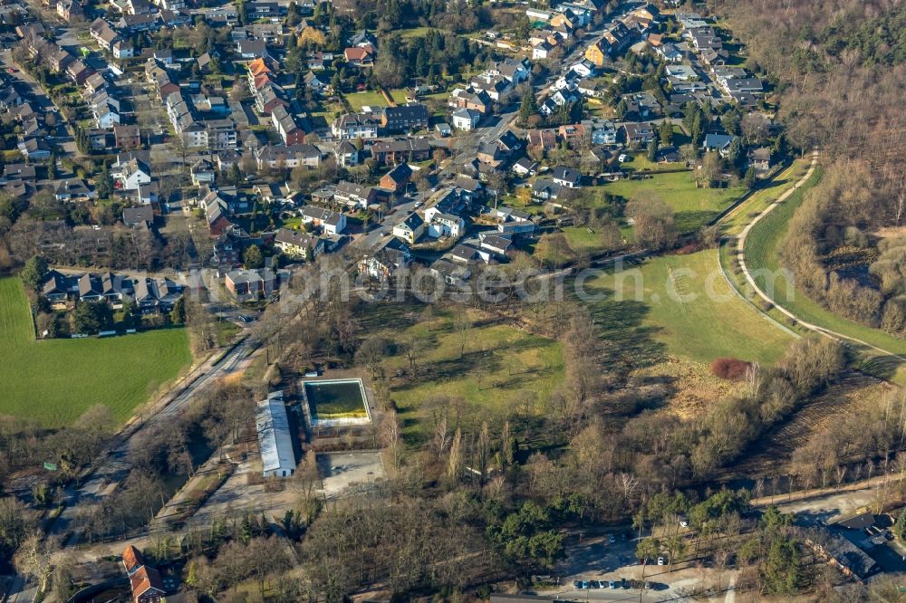 Dinslaken from above - Swimming pool of the on Kirchstrasse in Dinslaken in the state North Rhine-Westphalia, Germany