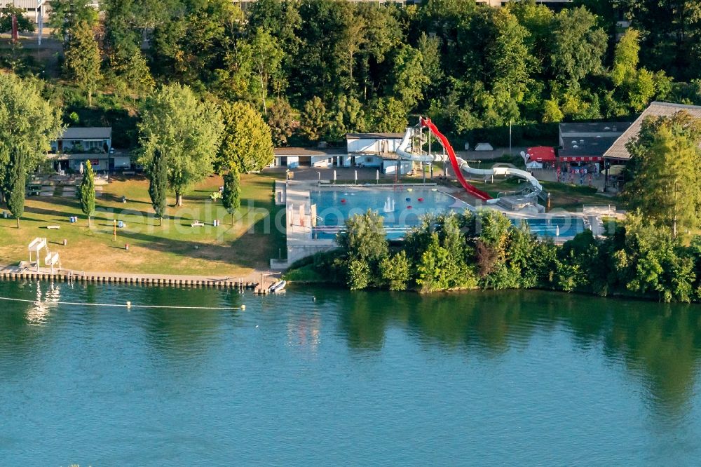 Rheinfelden from the bird's eye view: Swimming pool of the KuBa Freizeitcenter in Rheinfelden in the canton Aargau, Switzerland