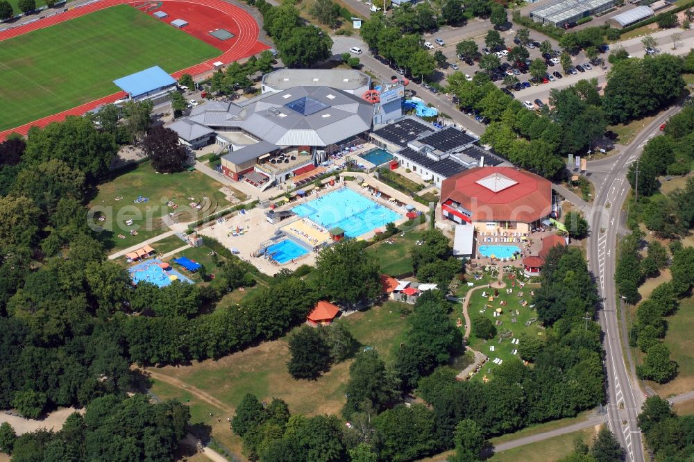 Weil am Rhein from the bird's eye view: Swimming pool of the Laguna waterpark in Weil am Rhein in the state Baden-Wurttemberg, Germany