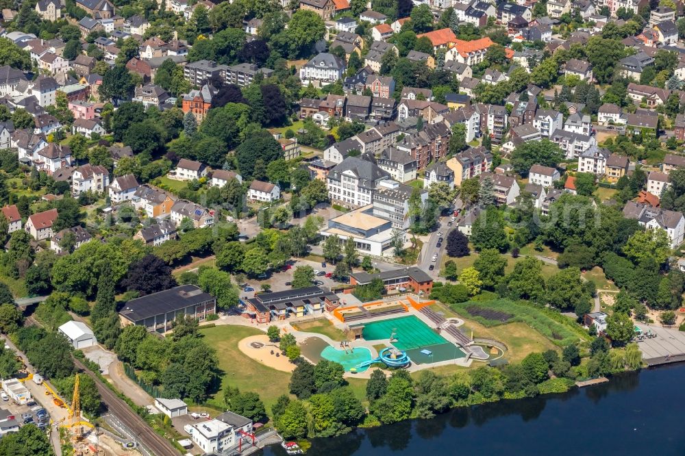 Wetter (Ruhr) from above - Swimming pool of the Natur Freibad Wetter (Ruhr) on Gustav-Vorsteher-Strasse on Ufer of Harkortsee in Wetter (Ruhr) in the state North Rhine-Westphalia, Germany