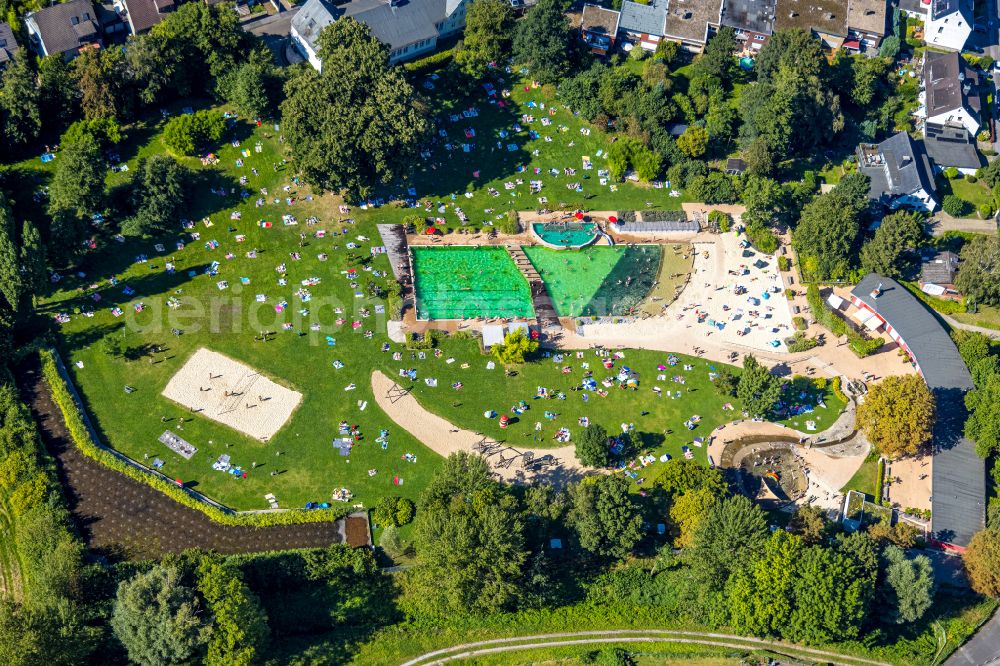 Dortmund from above - Swimming pool of the Naturfreibad Froschloch at Loettinghauser Strasse in Dortmund at Ruhrgebiet in the state North Rhine-Westphalia, Germany