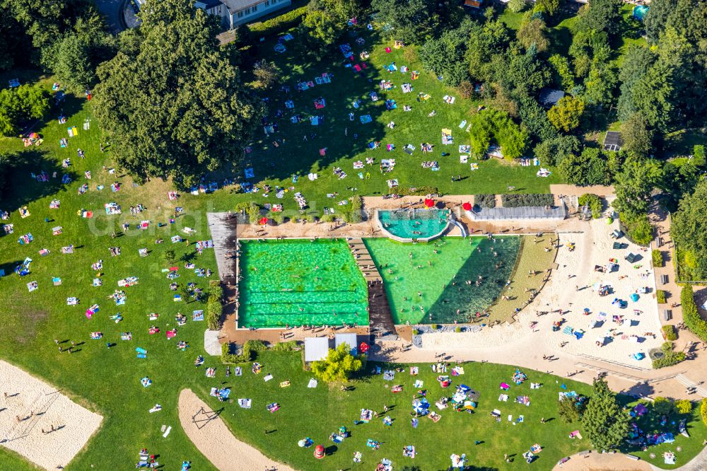 Dortmund from above - Swimming pool of the Naturfreibad Froschloch at Loettinghauser Strasse in Dortmund at Ruhrgebiet in the state North Rhine-Westphalia, Germany