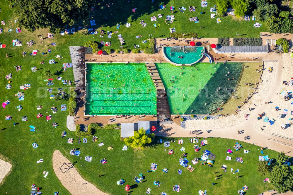 Aerial image Dortmund - Swimming pool of the Naturfreibad Froschloch at Loettinghauser Strasse in Dortmund at Ruhrgebiet in the state North Rhine-Westphalia, Germany